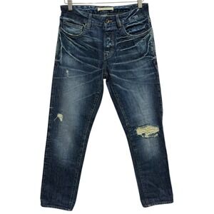 Norman Russell Selvedge Denim Distressed Ripped Button Fly Jeans Size 32